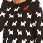 Charter Club Women's Dog Print Crewneck Sweater Black Size X-Large