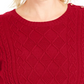 Charter Club Women's Textured Embellished Printed Long Sleeve Jewel Neck T-Shirt Sweater Red Size Small