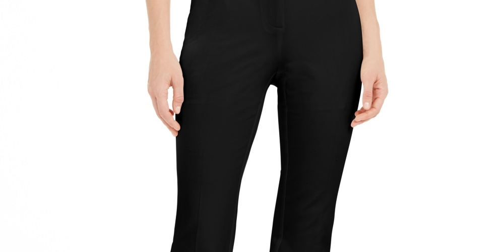 Alfani Women's Belted Wide Waistband Trouser Pants  Black Size 2 Petite