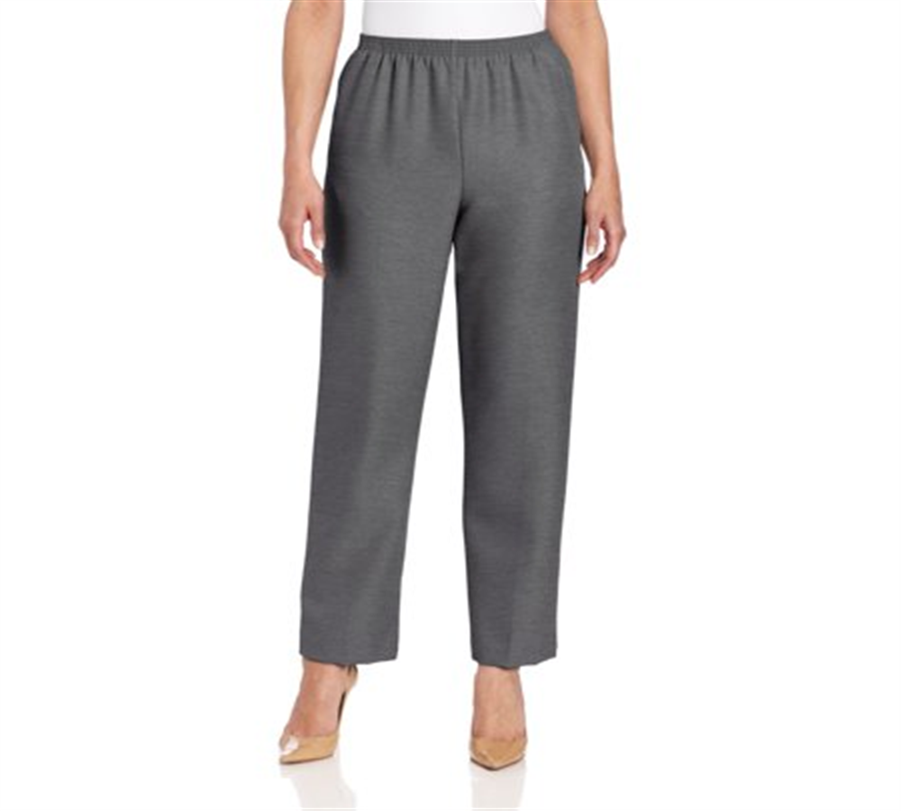 Alfred Dunner Women's Classics Pull on Straight Leg Pants Gray Size 18