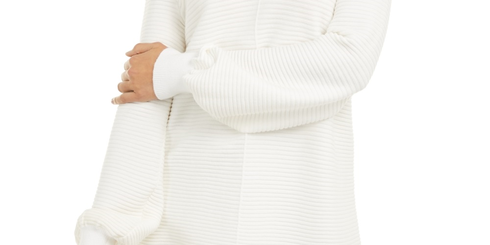 Alfani Women's Ribbed Knit Tunic Sweater White Size Petite X-Large