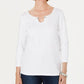 Karen Scott Women's Three Quarter Sleeve Top White Size XX-Large