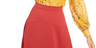 Alfani Women's Animal Print Shirt Yellow Size Petite X-Large