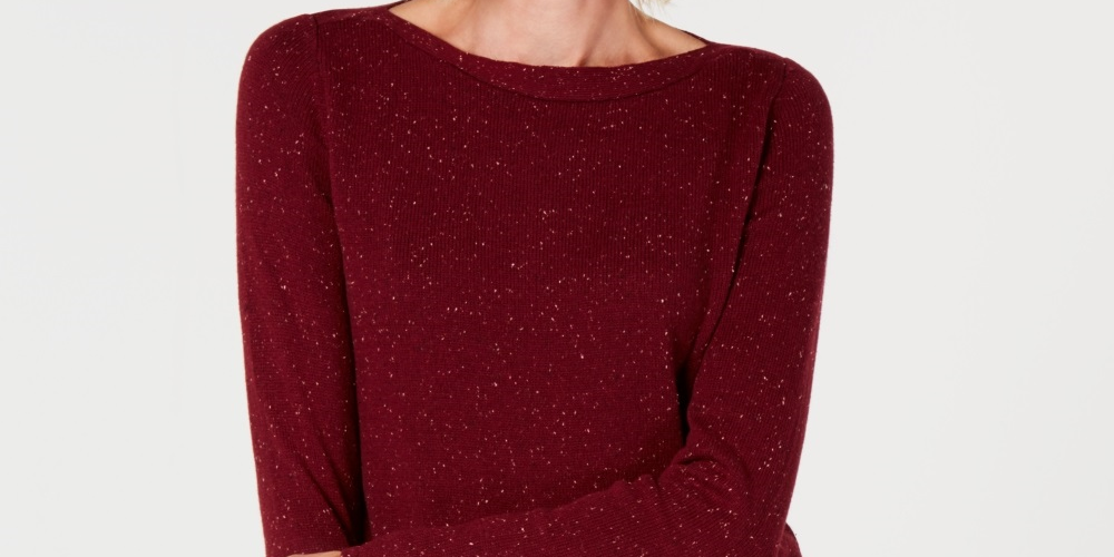 Karen Scott Women's Curved Hem Tunic Sweater Red Size Petite Small