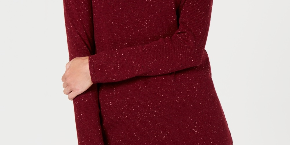 Karen Scott Women's Curved Hem Tunic Sweater Red Size Petite Small