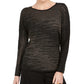JM Collection Women's Metallic Knit Top Black Size X-Large