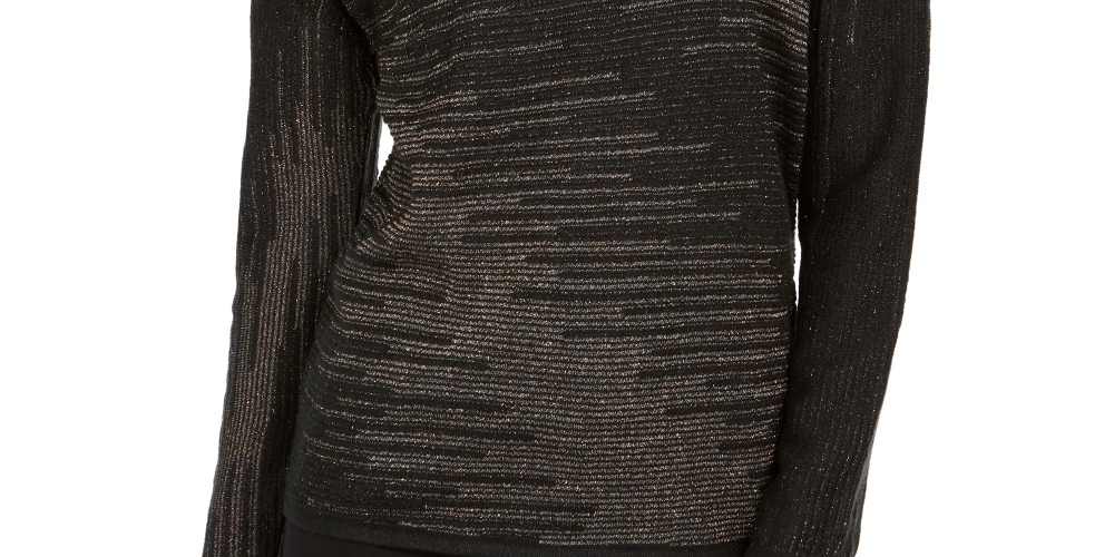 JM Collection Women's Metallic Knit Top Black Size X-Large