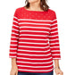 Karen Scott Women's Striped Boatneck T-Shirt Red Size Petite X-Large