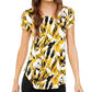 Alfani Women's Printed Round Hem T Shirt Yellow Size PL