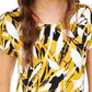 Alfani Women's Printed Round Hem T Shirt Yellow Size PL