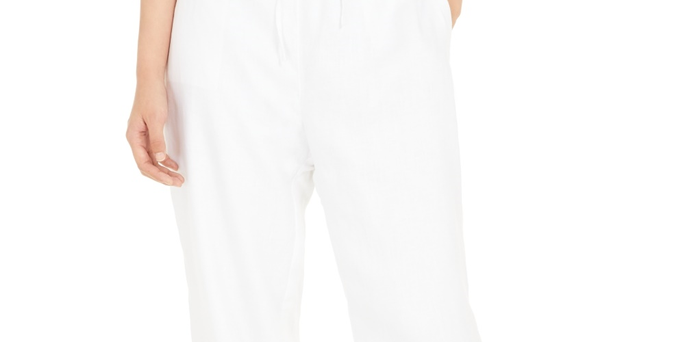 Charter Club Women's Linen Drawstring Waist Pants White Size XX-Large