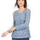 Style & Co Women's Marled Eyelash Sweater Blue Size PL