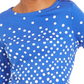 Charter Club Women's Pima Cotton Button Shoulder Print Top Blue Size PS