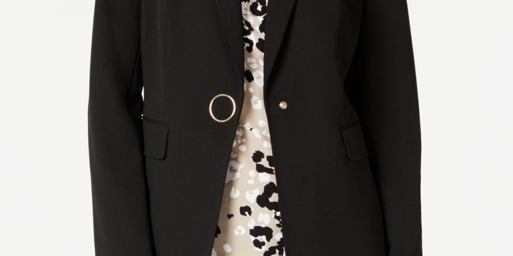 Calvin Klein Women's One Button Blazer Black Size 10