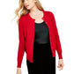 Charter Club Women's Cashmere Crystal Button Cardigan Red Size Petite Medium
