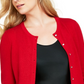 Charter Club Women's Cashmere Crystal Button Cardigan Red Size Petite Medium