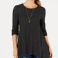 Style & Co Women's Pleated High Low Sweater Gray Size Petite X-Large