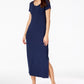 Style & Co Women's Petite Scoop-Neck Maxi Dress Blue Size Petite Small