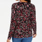 Karen Scott Women's Floral-Print Button-Up Cardigan  Medium Red Size X-Small