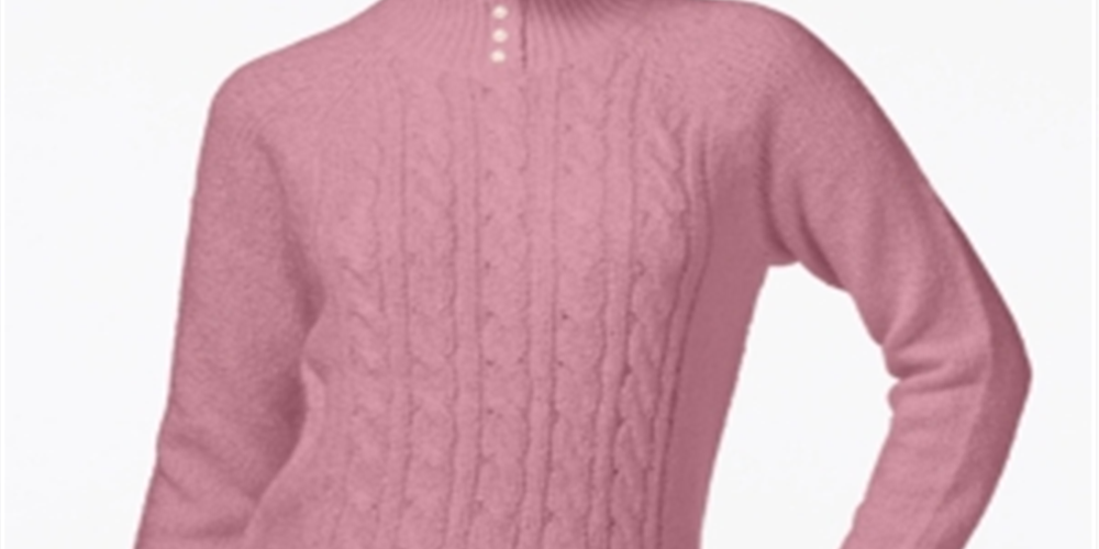 Karen Scott Women's Cable Knit Faux Pearl Button Sweater Pink Size XX-Large
