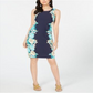 Charter Club Women's Floral Print Shift Dress Blue Size Petite Small