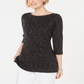 Karen Scott Women's Boat Neck Space Dyed Top Black Size Small