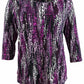 JM Collection Women's Plus Printed Scoop Neck Top Black/Pink  Size 0X