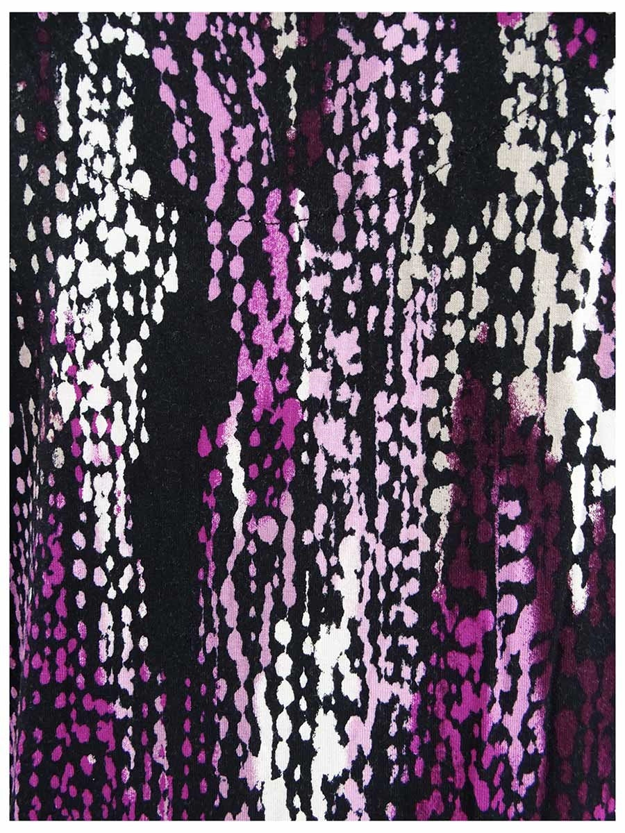 JM Collection Women's Plus Printed Scoop Neck Top Black/Pink  Size 0X