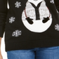 Karen Scott Women's Sequined Snowman Holiday Sweater Black Size Medium