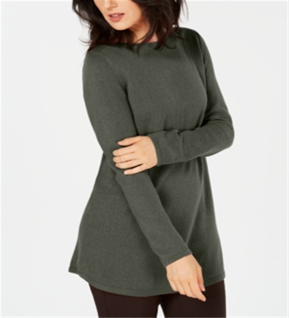 Karen Scott Women's Solid Curved Hem Tunic Green Size XX-Large