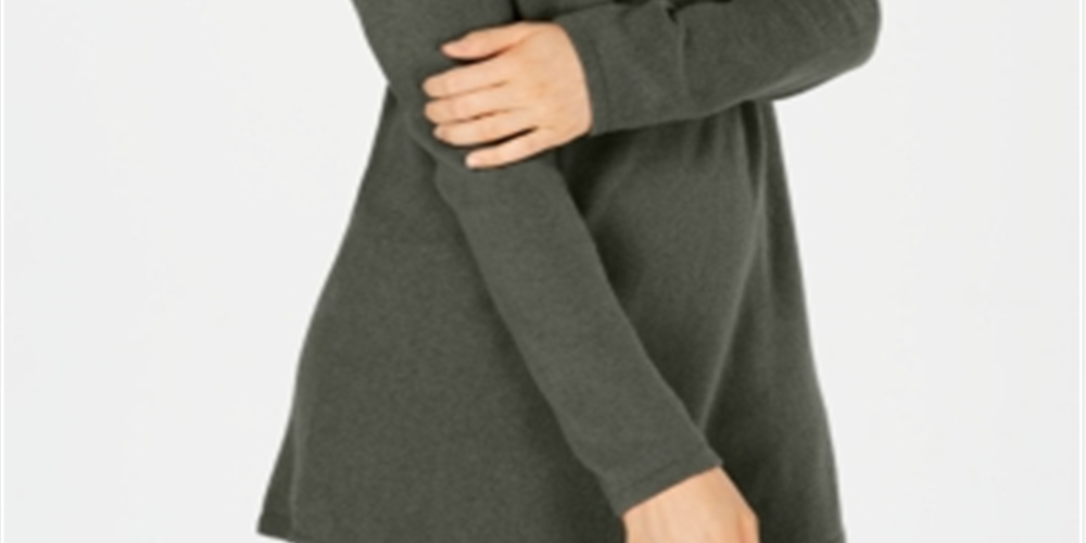 Karen Scott Women's Solid Curved Hem Tunic Green Size XX-Large