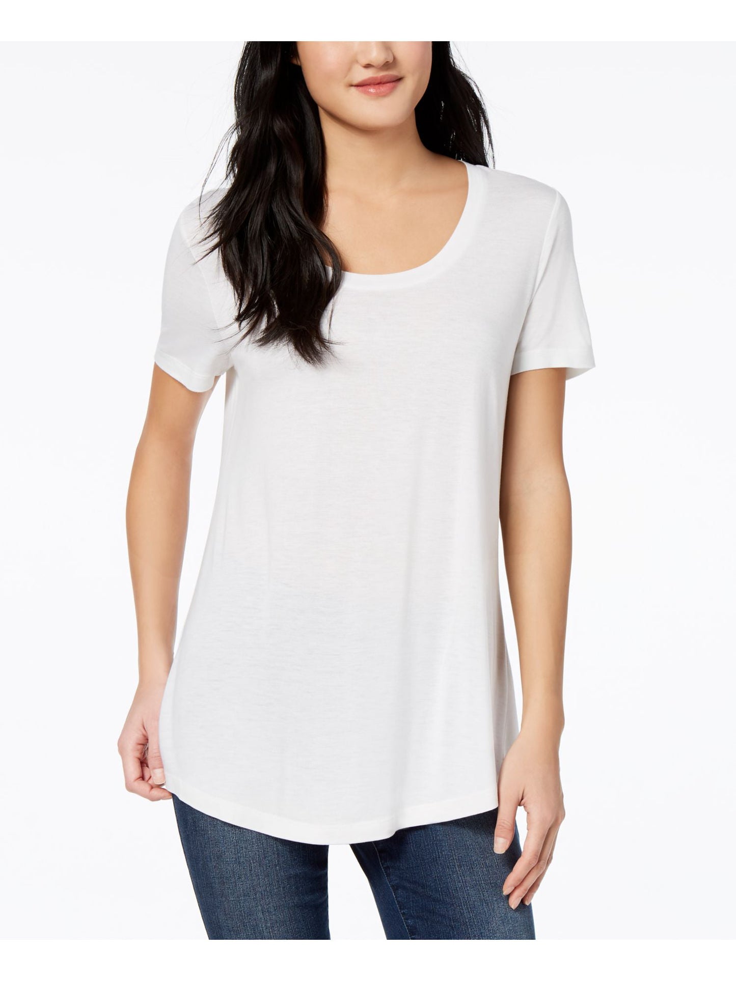 Maison Jules Women's Short Sleeve Crew Neck T-Shirt Top White Size XX-Large