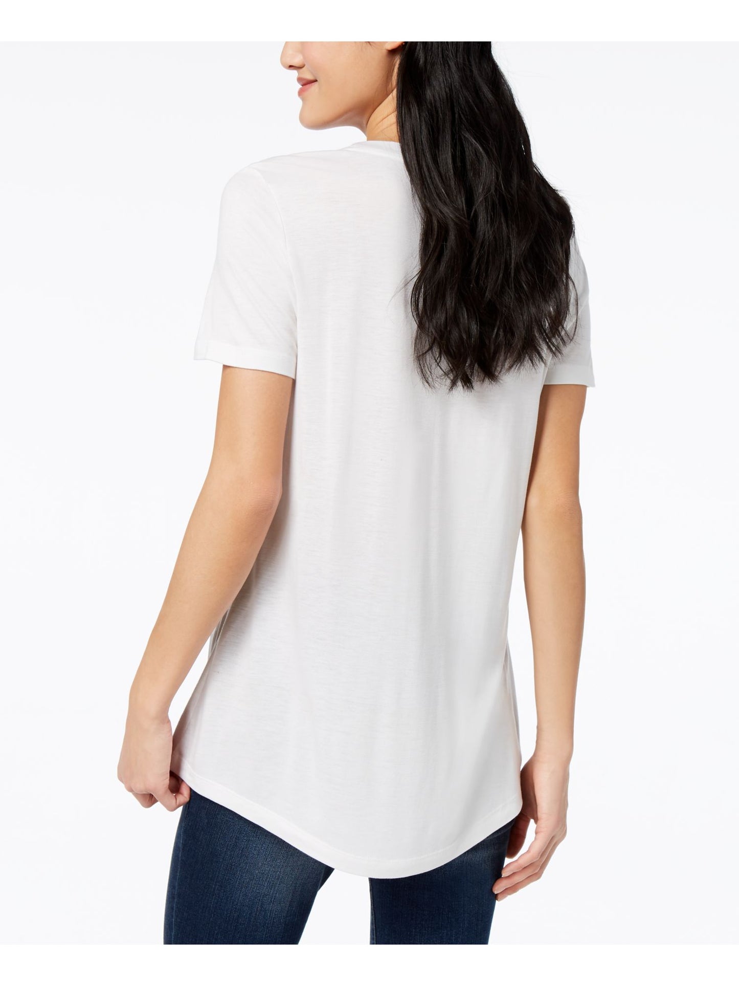 Maison Jules Women's Short Sleeve Crew Neck T-Shirt Top White Size XX-Large