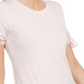Maison Jules Women's Tie Slitted Short Sleeve Jewel Neck Sweater Pink Size Large