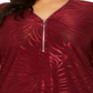 JM Collection Women's Plus Metallic Animal Print Zip Top Red Size 3X