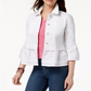 Style & Co Women's Ruffled Denim Jacket White Size XX-Large