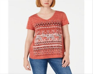 Style & Co Women's Graphic T-Shirt Coral Size Petite M