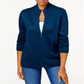 Karen Scott Women's Zip Front Cardigan Blue Size Large