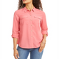 Charter Club Women's Solid Button up Shirt Pink Rose Size Petite XL