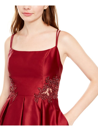 Blondie Nites Women's Spaghetti Strap Square Neck Short Fit Flare Cocktail Dress Purple Size 11