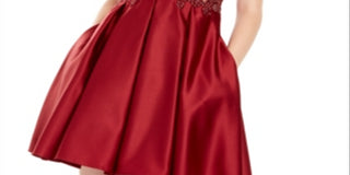 Blondie Nites Women's Spaghetti Strap Square Neck Short Fit Flare Cocktail Dress Purple Size 11