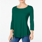 JM Collection Women's 3/4 Sleeve Scoop Neck T-Shirt Top Green Size Medium