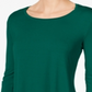 JM Collection Women's 3/4 Sleeve Scoop Neck T-Shirt Top Green Size Medium