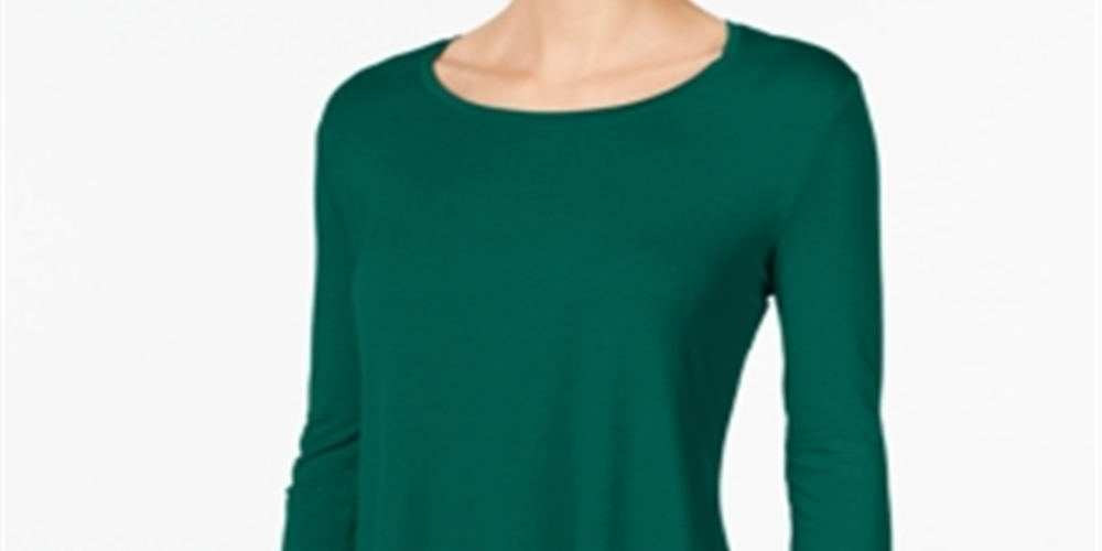 JM Collection Women's 3/4 Sleeve Scoop Neck T-Shirt Top Green Size Medium