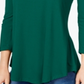 JM Collection Women's 3/4 Sleeve Scoop Neck T-Shirt Top Green Size Medium