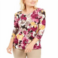 JM Collection Women's Printed Jacquard Top Purple Size Petite XL