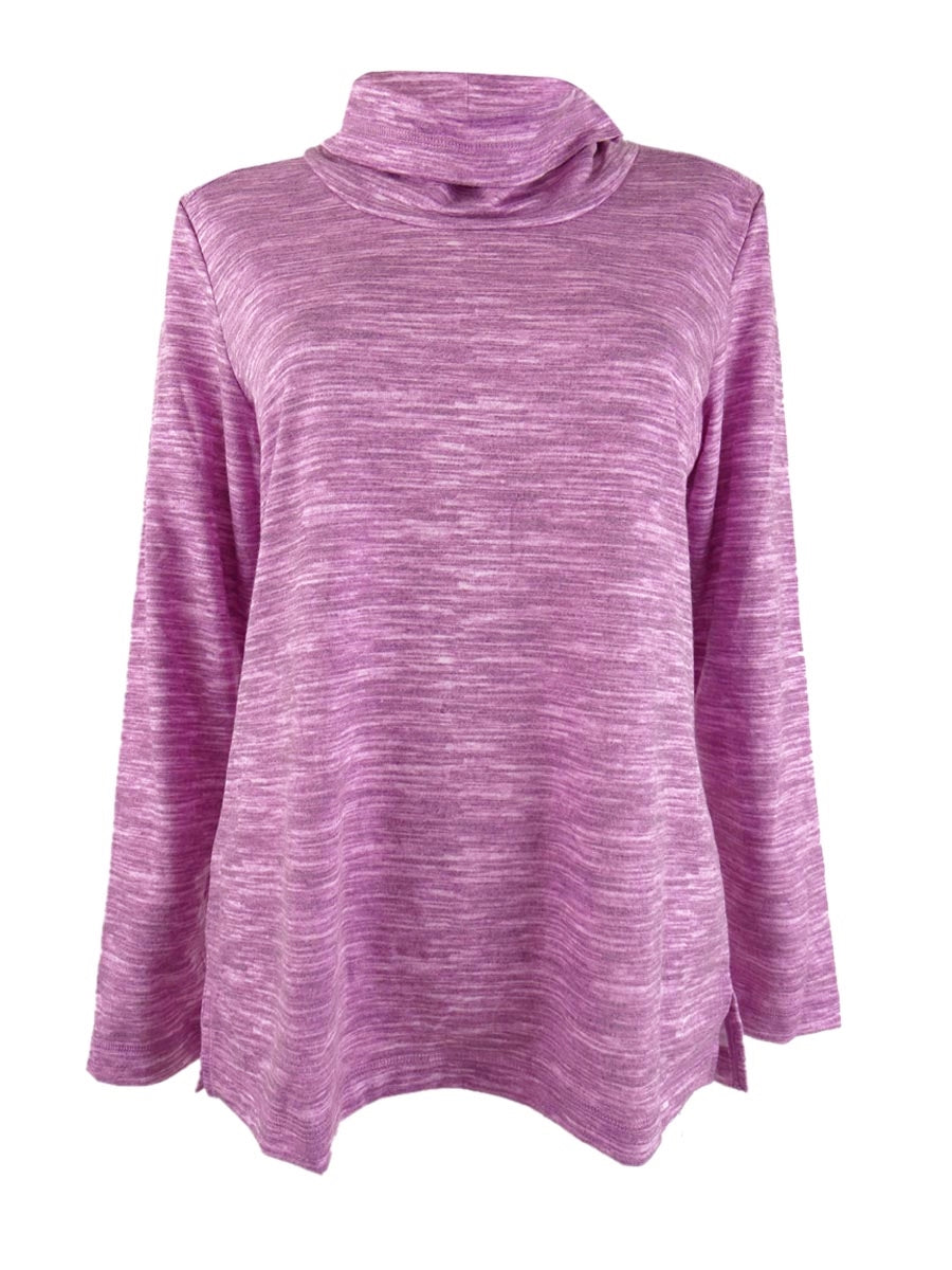 Karen Scott Women's Sport Space Dyed Cowlneck Top Pink Size Small