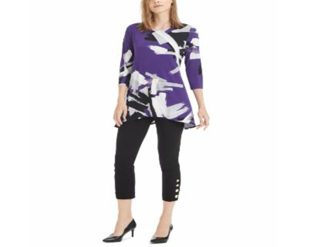 Alfani Women's Printed Swing Top Purple Size Petite Medium