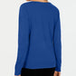 Karen Scott Women's Textured 3/4 Sleeve Crew Neck Sweater Blue Size Petite Small
