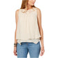 Style & Co Women's Layered Hem Lace Trim Top Cream Brulee Size -Petite XL